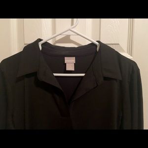 NWT Chico’s Black 3/4 Sleeve Collared Top size 2